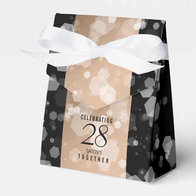 Elegant 28th Linen Wedding Anniversary Celebration Favor Boxes