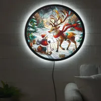 Festive winter wonderland with a joyous reindeer LED sign