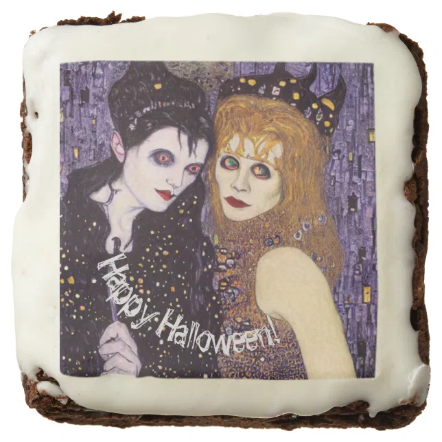 Vampire and witch in Halloween Brownie