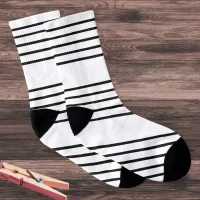 Music Manuscript Lines Black White Stripes Novelty Socks