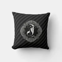 Elegant Goth Initial I Throw Pillow