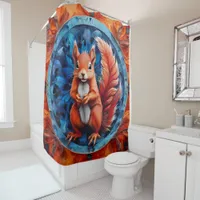 Pets & Wild Animal Portraits on a blue and red Shower Curtain