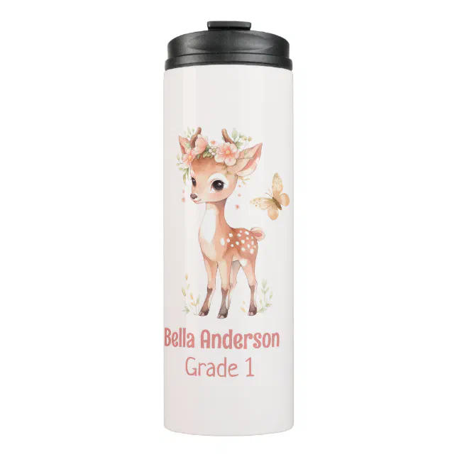 Forest Deer Animal Girl Thermal Tumbler