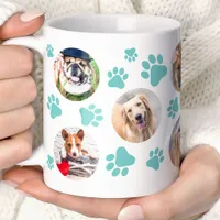 Teal Pawprint 8 Pet Dog Photo Collage Coffee Mug