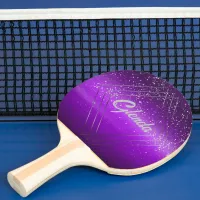 Modern Purple Brushed Metal with Silver Monogram | Ping Pong Paddle