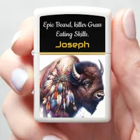 Buffalo With Vibrant Artistic Feathers Zippo Lighter