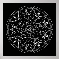 Black Background Mandala Large Adult Coloring Poster