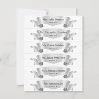 Silver Silk Ribbon Banner Wedding Place Cards