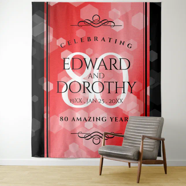 Elegant 80th Ruby Wedding Anniversary Celebration Tapestry