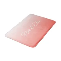 Coral Pink Fading to White Ombre Beach House Bath Mat