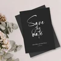 Charcoal Minimalist Bold Save The Date Script Invitation