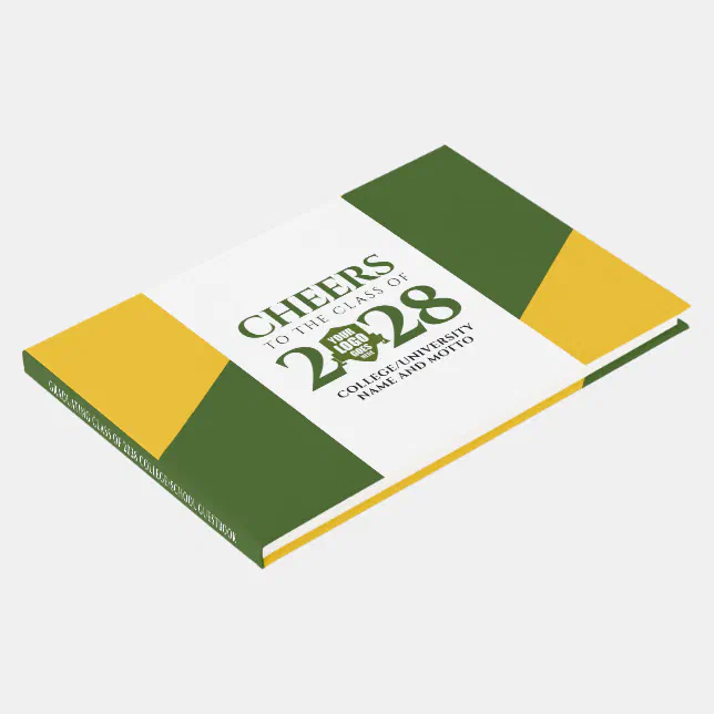 Green Gold School College University Graduation  Guest Book