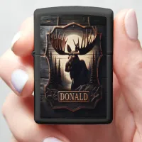 Moose Carving With Name Zippo Lighter