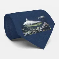 Blacktip Shark Blue Grained Water Necktie