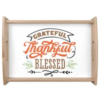 thankful grateful blessed thanksgiving holiday  serving tray