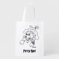 Funny Dog Hand in Mouth Fetch Boy Grocery Bag
