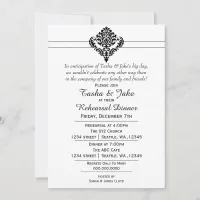 Elegant black ornate Rehearsal Dinner Invitation