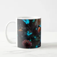 Blue Butterflies on Orange Plants Coffee Mug