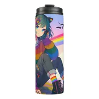 LGBTQIA+ Anime Girl Lesbian Pride Personalized Thermal Tumbler