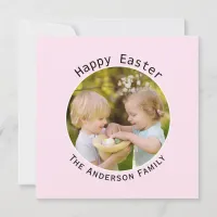 Personalized Happy Easter Pink Photo Greeting Holiday Card