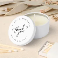 Love Calligraphy Thank You Hearts Black ID940 Mini Candle Favors