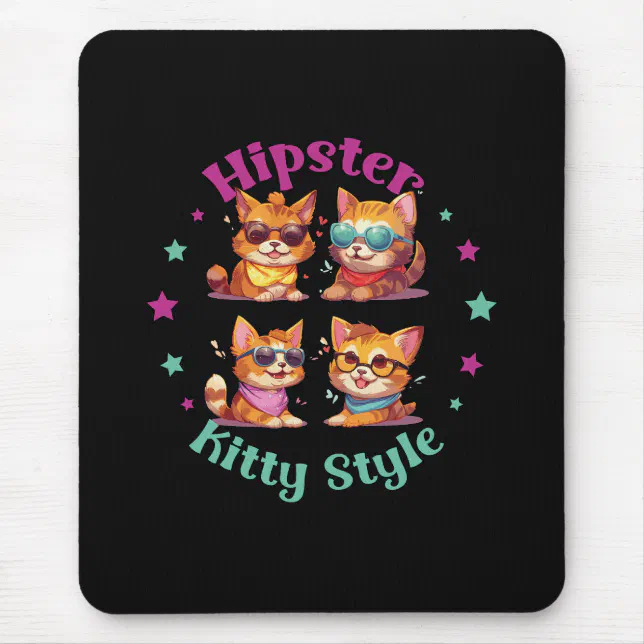 Kitty Hipster Style Mouse Pad