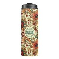 Medieval Inspired Floral Paisley Pattern Thermal Tumbler