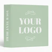 Sage and White Handdrawn Flourish Business Logo 3 Ring Binder