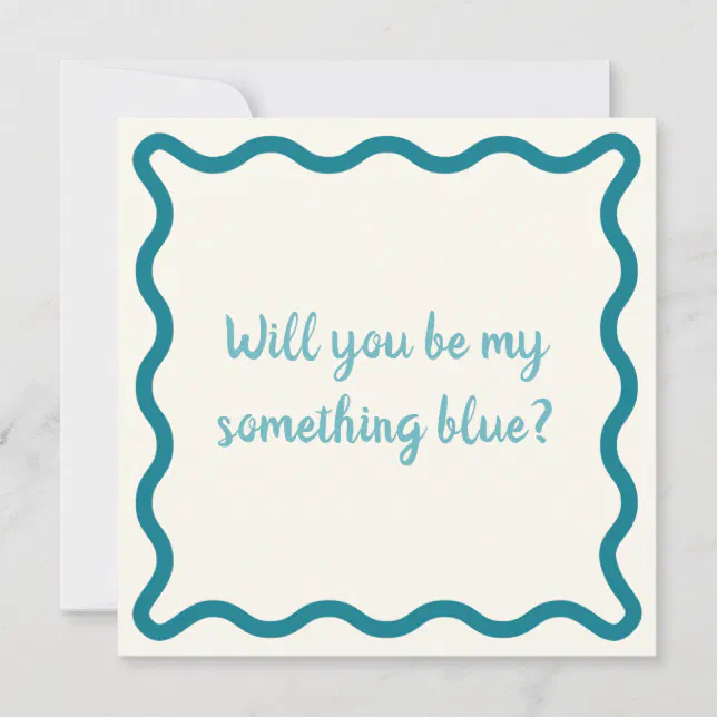 Handwritten will you be my something blue Proposal Note Card
