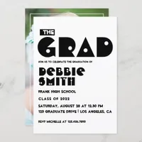 Cool Typography Graduation Party Photo Invitation