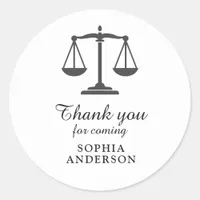 Minimalist Thank You Scales of Justice Law Grad Classic Round Sticker