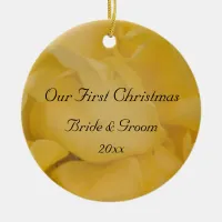 Yellow Rose Floral First Christmas Together Ceramic Ornament