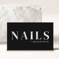 Elegant Black Holographic Nail Technician Business Card