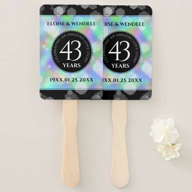 Elegant 43rd Opal Wedding Anniversary Celebration Hand Fan