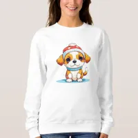 Cute Chibi Kawaii Cartoon Christmas Puppy Dog Sweatshirt