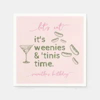 Funny Pink Weenies & Tinis Martini Birthday Party Napkins