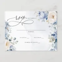 Botanical Dusty Blue Floral Wedding RSVP Postcard