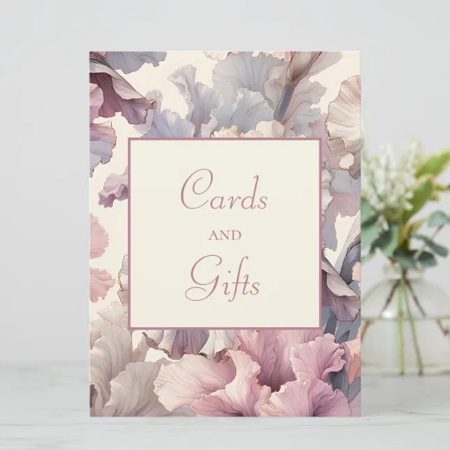 Cards and Gifts Wedding Sign, Elegant Floral Blush