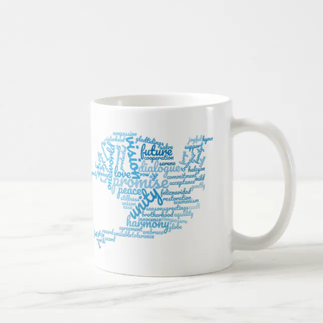 Inspirational Elegant Dove of Peace Tag Cloud Coffee Mug