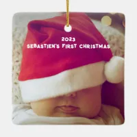 Red Letter to Santa Envelope Reindeer with Photo Ceramic Ornament