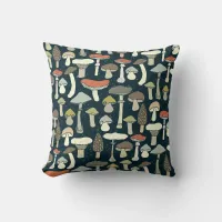 Woodland Mushrooms Pattern Rustic Throw Pillow