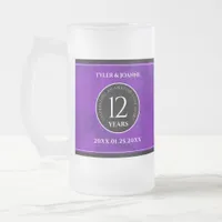 Elegant 12th Silk Wedding Anniversary Celebration Frosted Glass Beer Mug