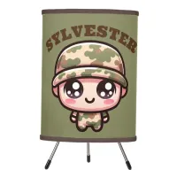 Cute Kawaii Army Camouflage Monogram on Green | Tripod Lamp