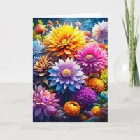 Colorful Watercolor Flowers Grandma's Birthday Card