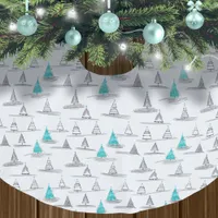 Teal Christmas Tree Pattern#5 ID1009 Brushed Polyester Tree Skirt