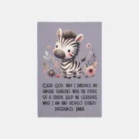 Woodland Zebra Kids Christian Prayer on Purple | Rug