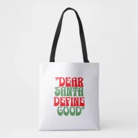 Dear Santa Red and Green Groovy Retro Font Tote Bag