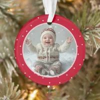 Baby's First Christmas Photo Polka Dot New Parent Ornament