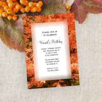 Orange Fall Leaves Birthday Party Invitation