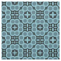 Elegant Blue Mosaic Geometric Pattern Fabric